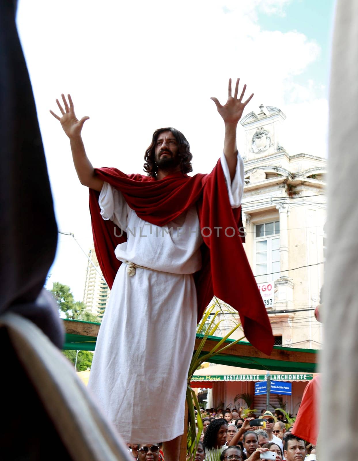 salvador, bahia / brazil - march 29, 2015: actor makes representation of Jesus Christ during the Ramos procession in Jerusalem. The action takes place in the city of Salvador....