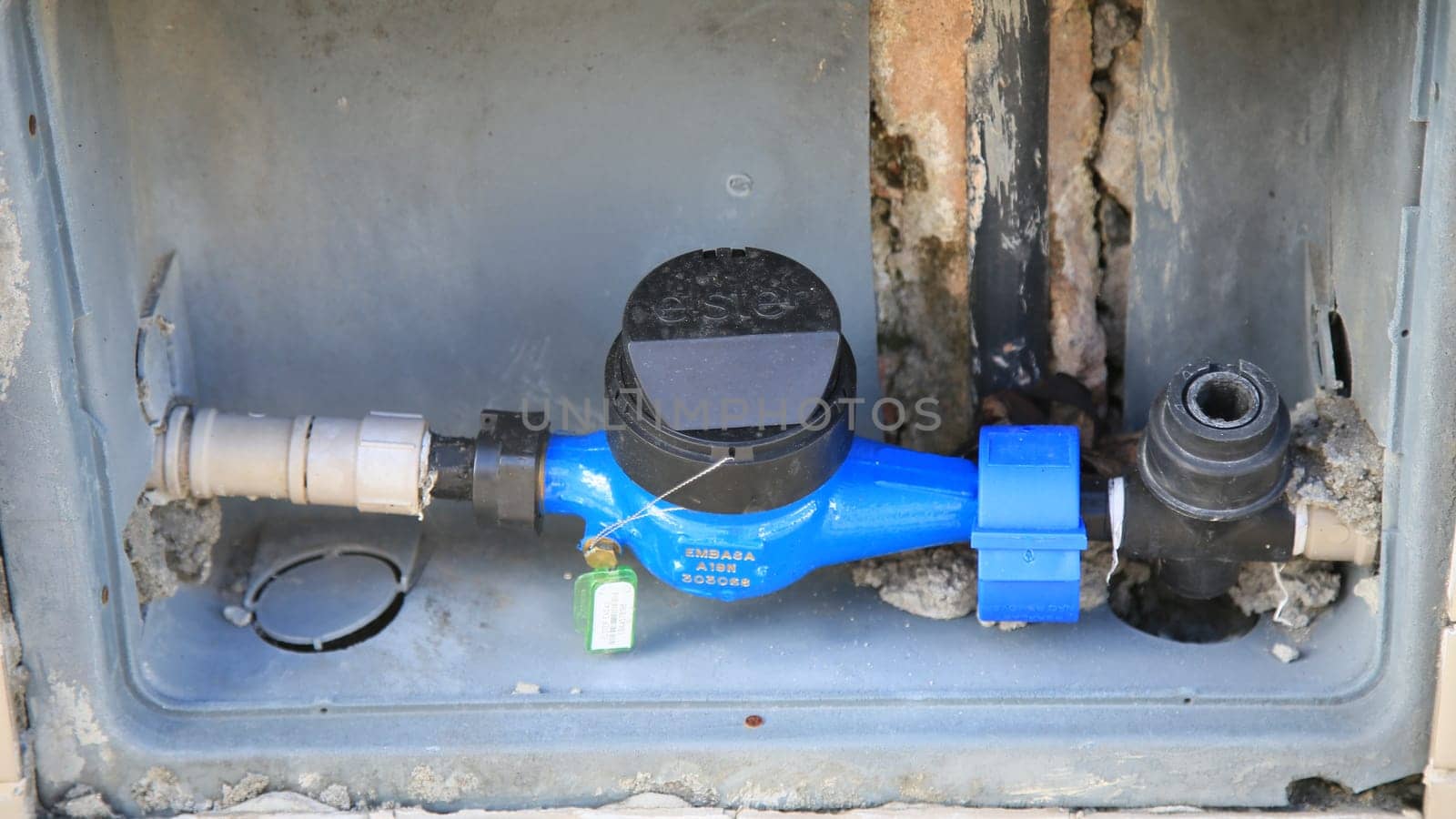 salvador, bahia brazil - july 4, 2020: hydrometer measuring water consumption at home in the city of Salvador..