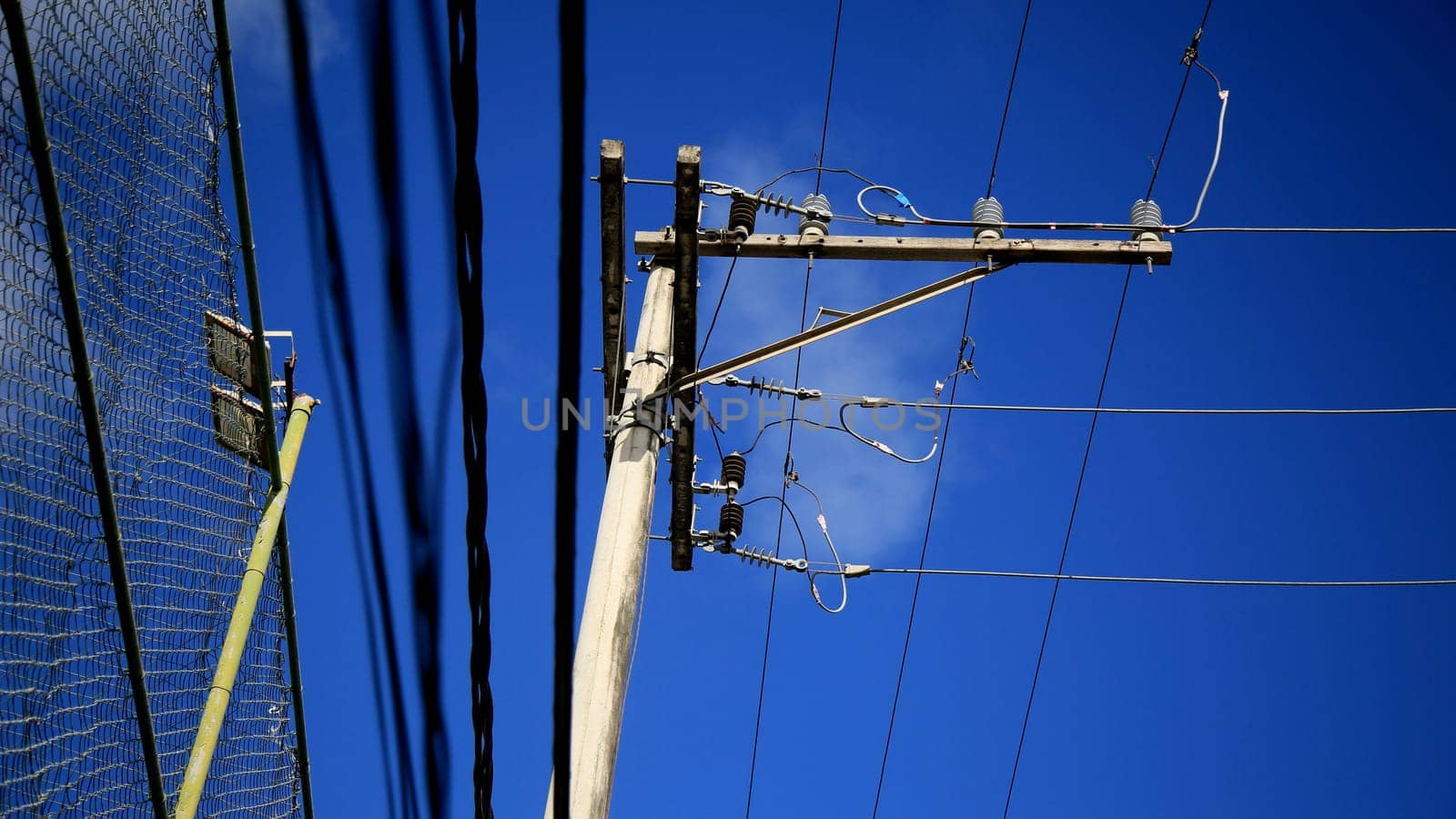 salvador, bahia / brazil - july 4, 2020: electricity grid pole is seen in the city of Salvador..