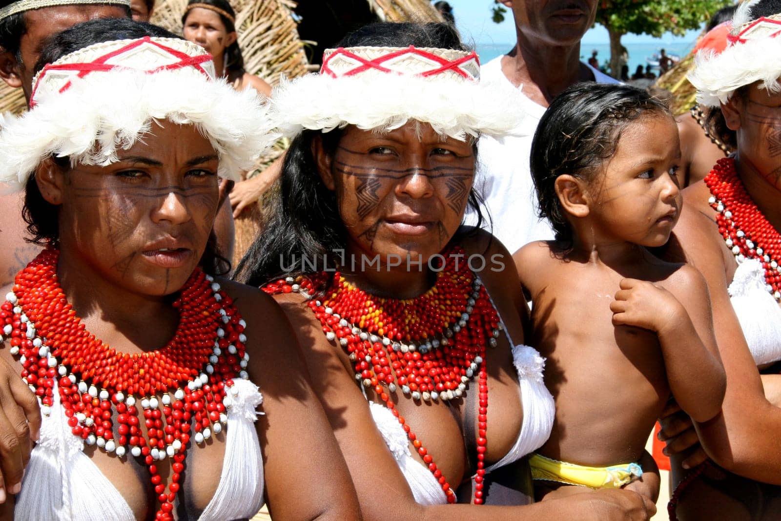 santa cruz cabralia, bahia / brazil - april 15, 2008: Pataxo Indians are seen during indigenous games at Aldeia Coroa Vermelha in the city of Santa Cruz Cabralia....
