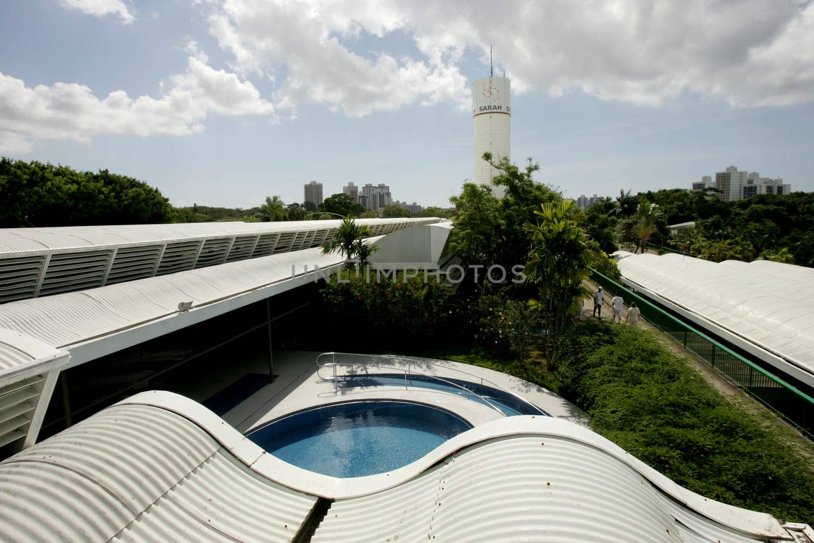 salvador, bahia / brazil - december 12, 2012: view of the swimming pool for treating patients at Sarah hospital in the city of Salvador. The work was done by the architect Joao Filgueiras o Lele.