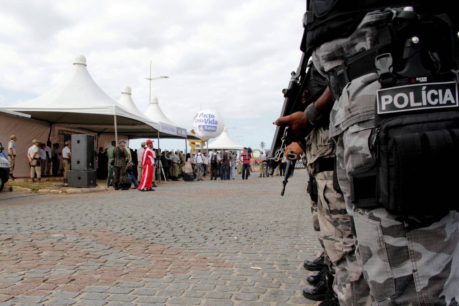 salvador, bahia / brazil - december 14, 2012: agents of the military police of Bahia are seen during the presentation ceremony of the summer operation in the city of Salvador.