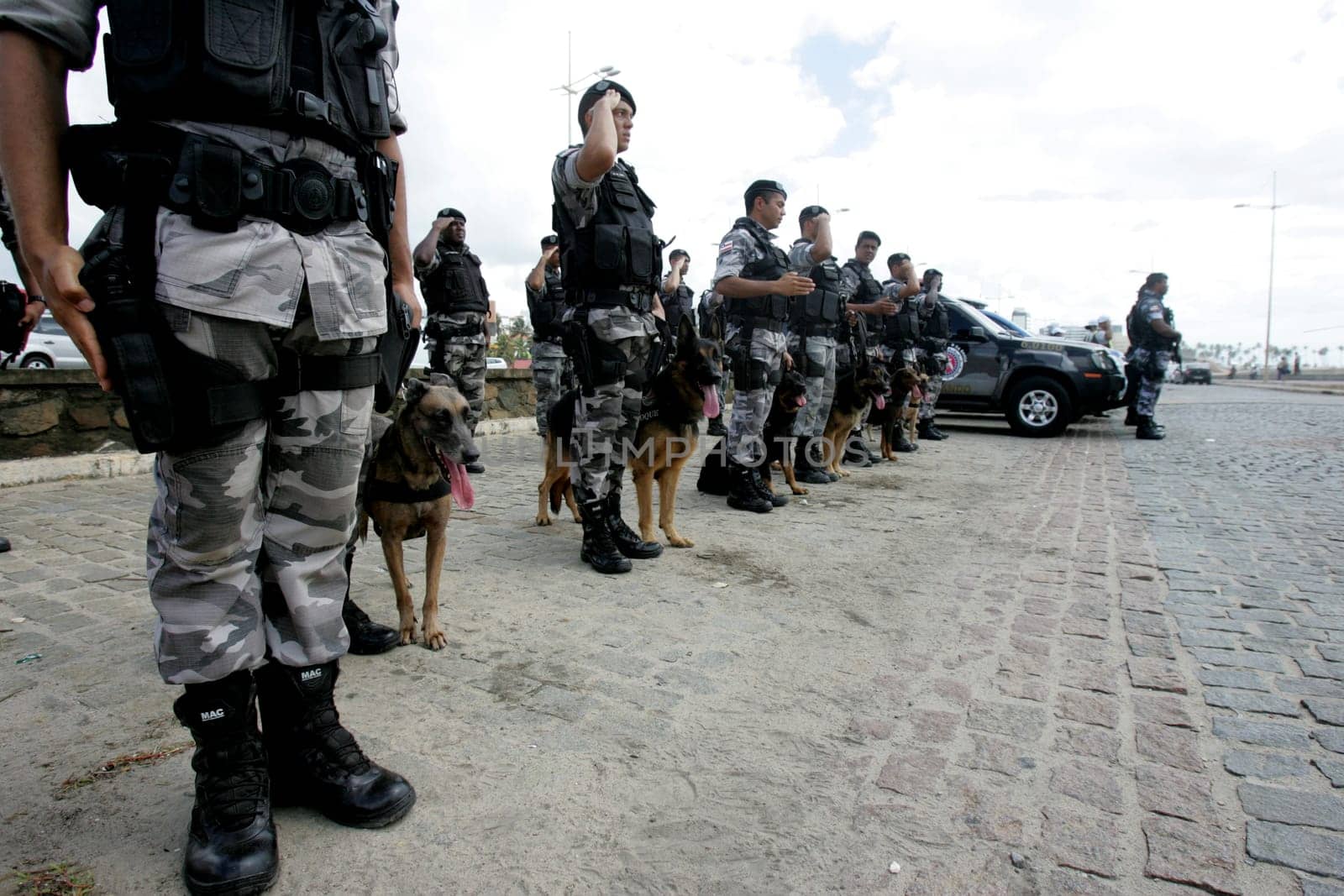 salvador, bahia / brazil - december 14, 2012: agents of the military police of Bahia are seen during the presentation ceremony of the summer operation in the city of Salvador.