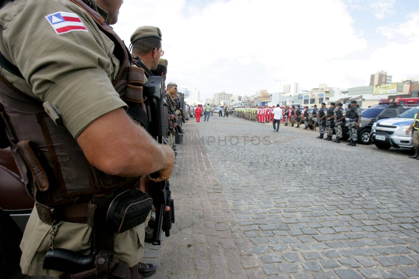 salvador, bahia / brazil - december 14, 2012: agents of the military police of Bahia are seen during the presentation ceremony of the summer operation in the city of Salvador.
