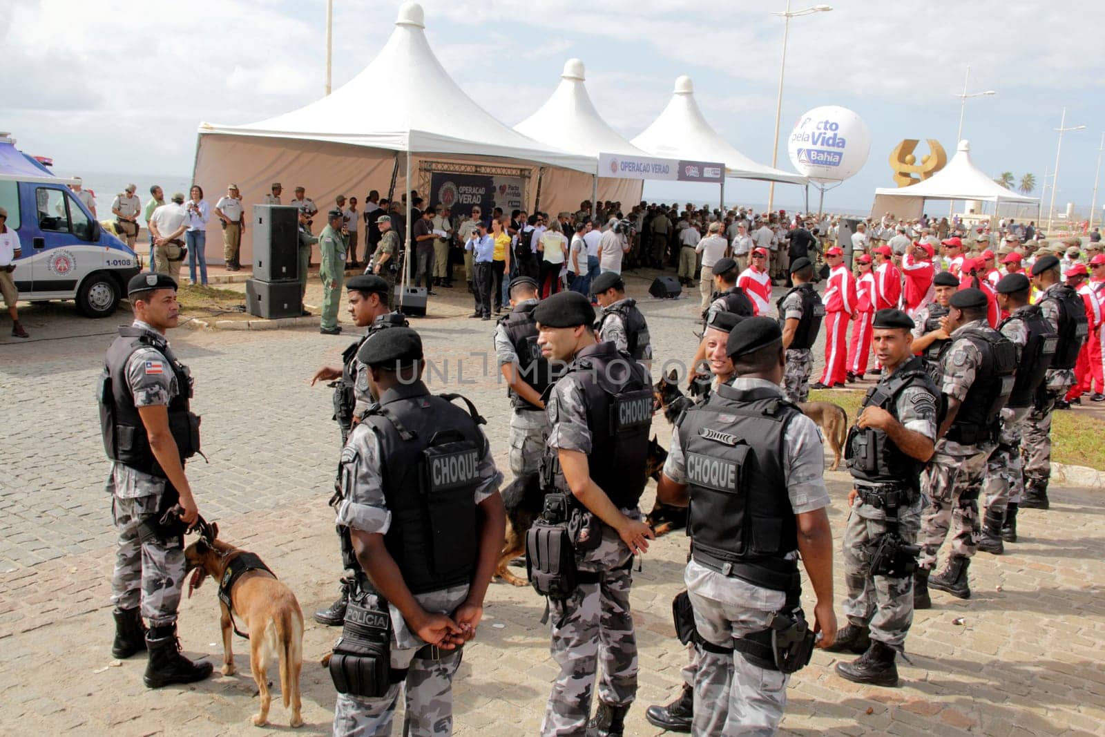 salvador, bahia / brazil - december 14, 2012: agents of the military police of Bahia are seen during the presentation ceremony of the summer operation in the city of Salvador.