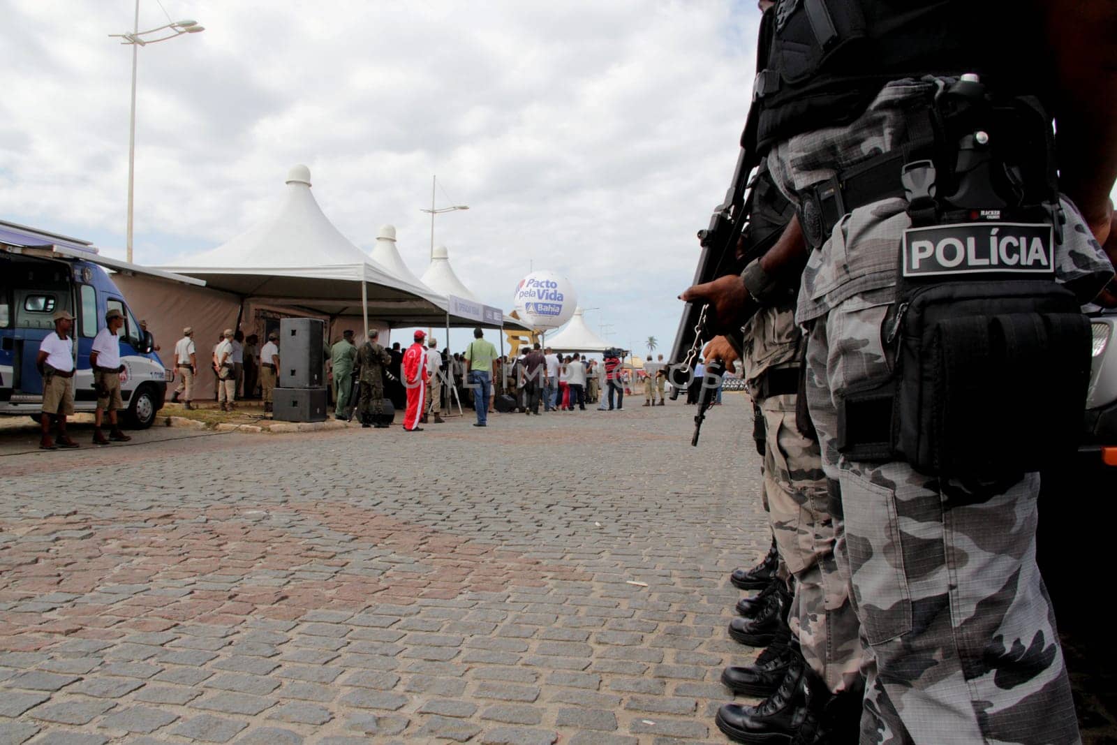 salvador, bahia / brazil - december 14, 2012: agents of the military police of Bahia are seen during the presentation ceremony of the summer operation in the city of Salvador.