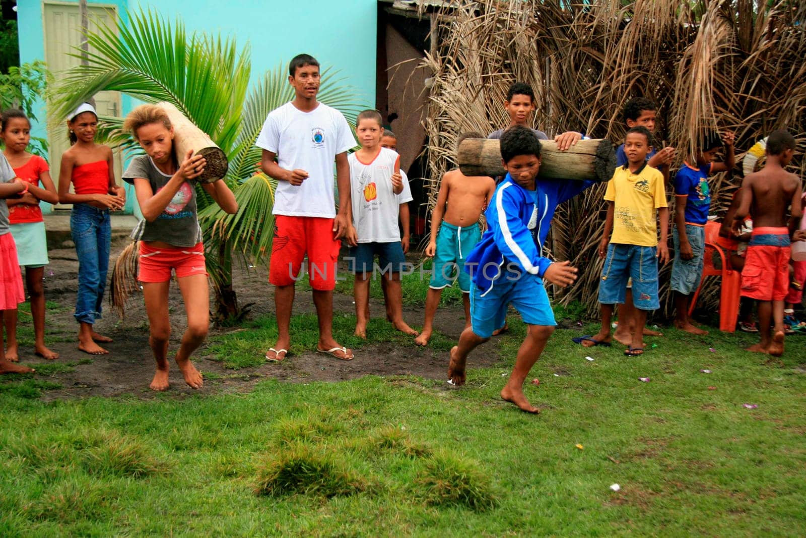 santa cruz cabralia, bahia / brazil - may9, 2009: indigenous children of the pataxo ethnicity are seen in a crèche at Aldeia Coroa Vermelha in Santa Cruz Cabraliza....