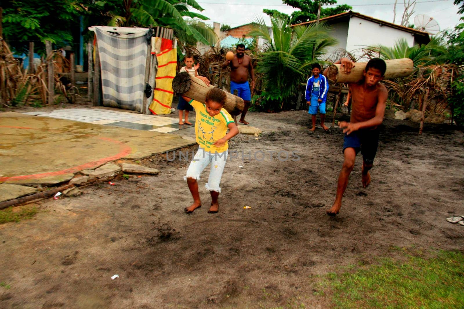santa cruz cabralia, bahia / brazil - may9, 2009: indigenous children of the pataxo ethnicity are seen in a crèche at Aldeia Coroa Vermelha in Santa Cruz Cabraliza....