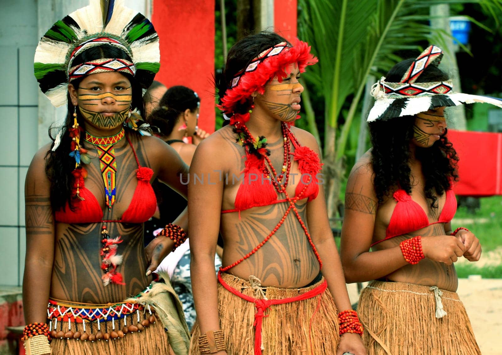 santa cruz cabralia, bahia / brazil - april 19, 2009: India from the Pataxo hill is seen during indigenous games in the Coroa Vermelha village in Santa Cruz Cabralia.