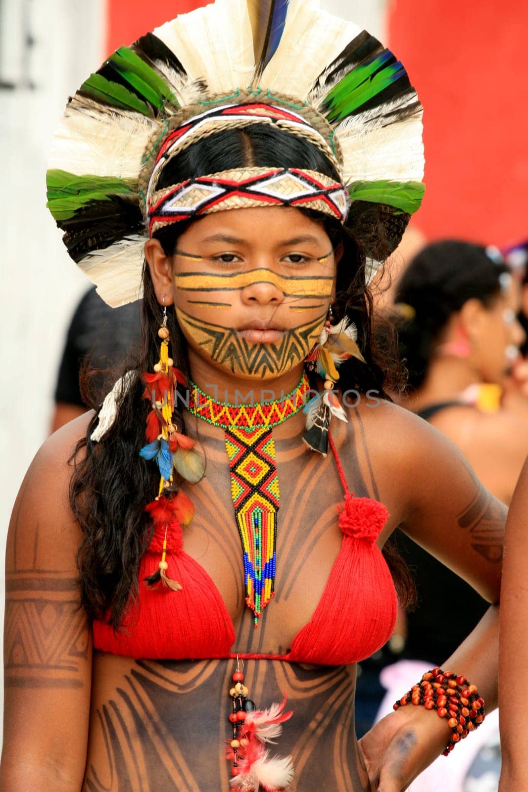 santa cruz cabralia, bahia / brazil - april 19, 2009: India from the Pataxo hill is seen during indigenous games in the Coroa Vermelha village in Santa Cruz Cabralia.