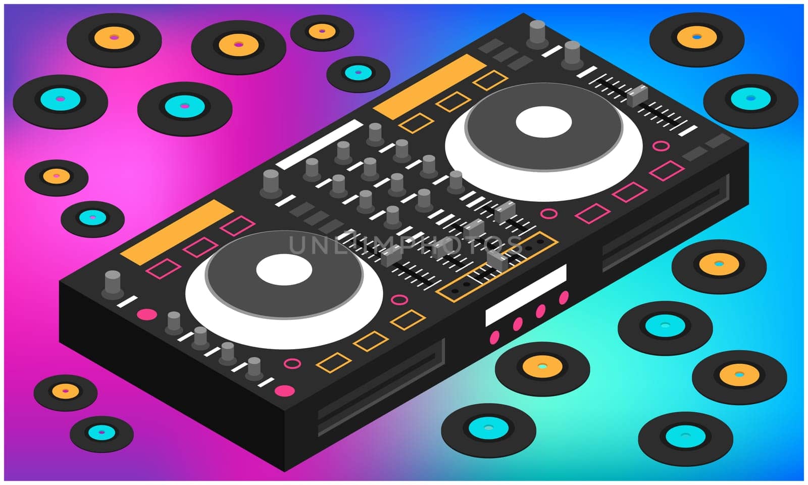 mock up illustration of songs console on abstract background
