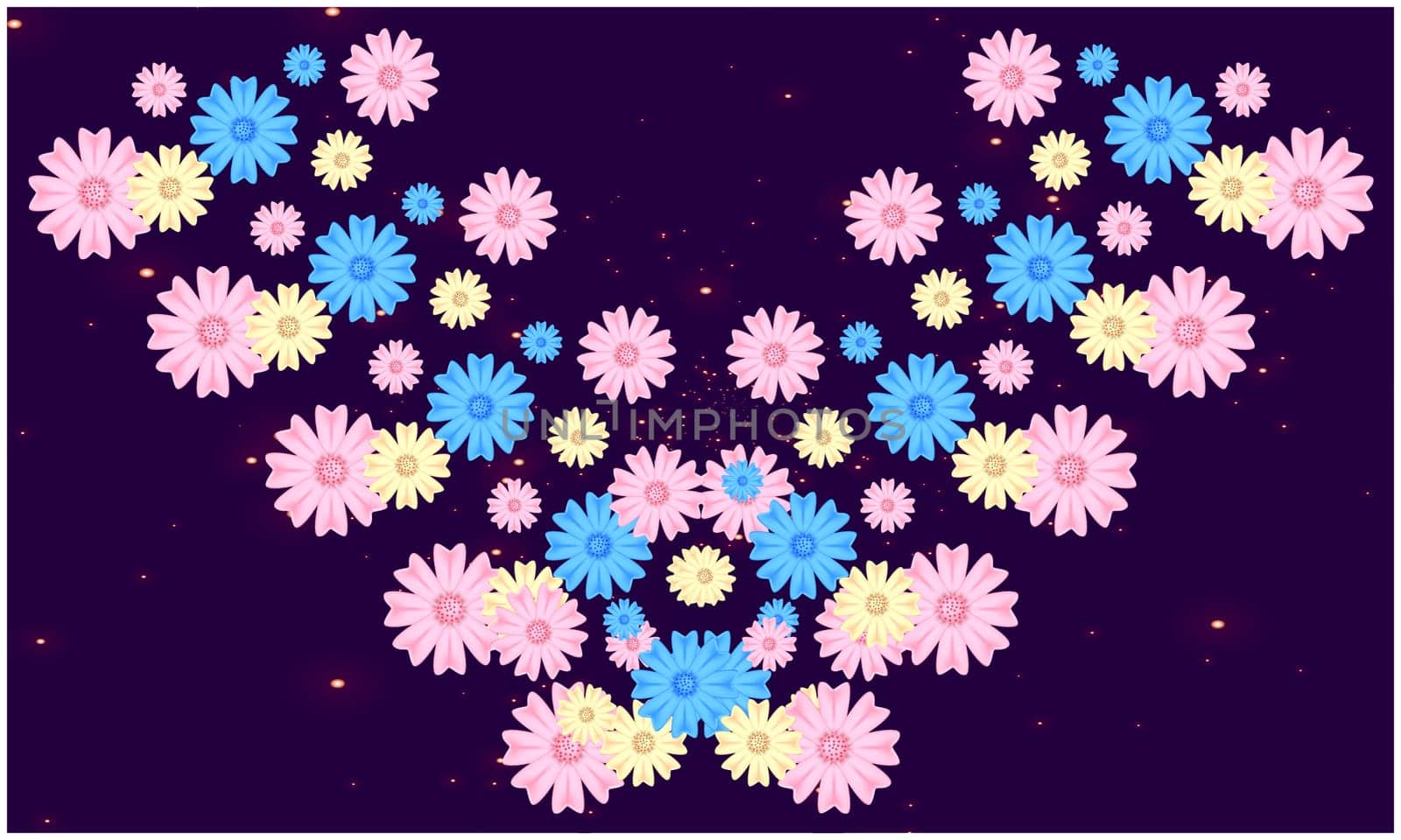 digital textile design of various flowers on abstract background