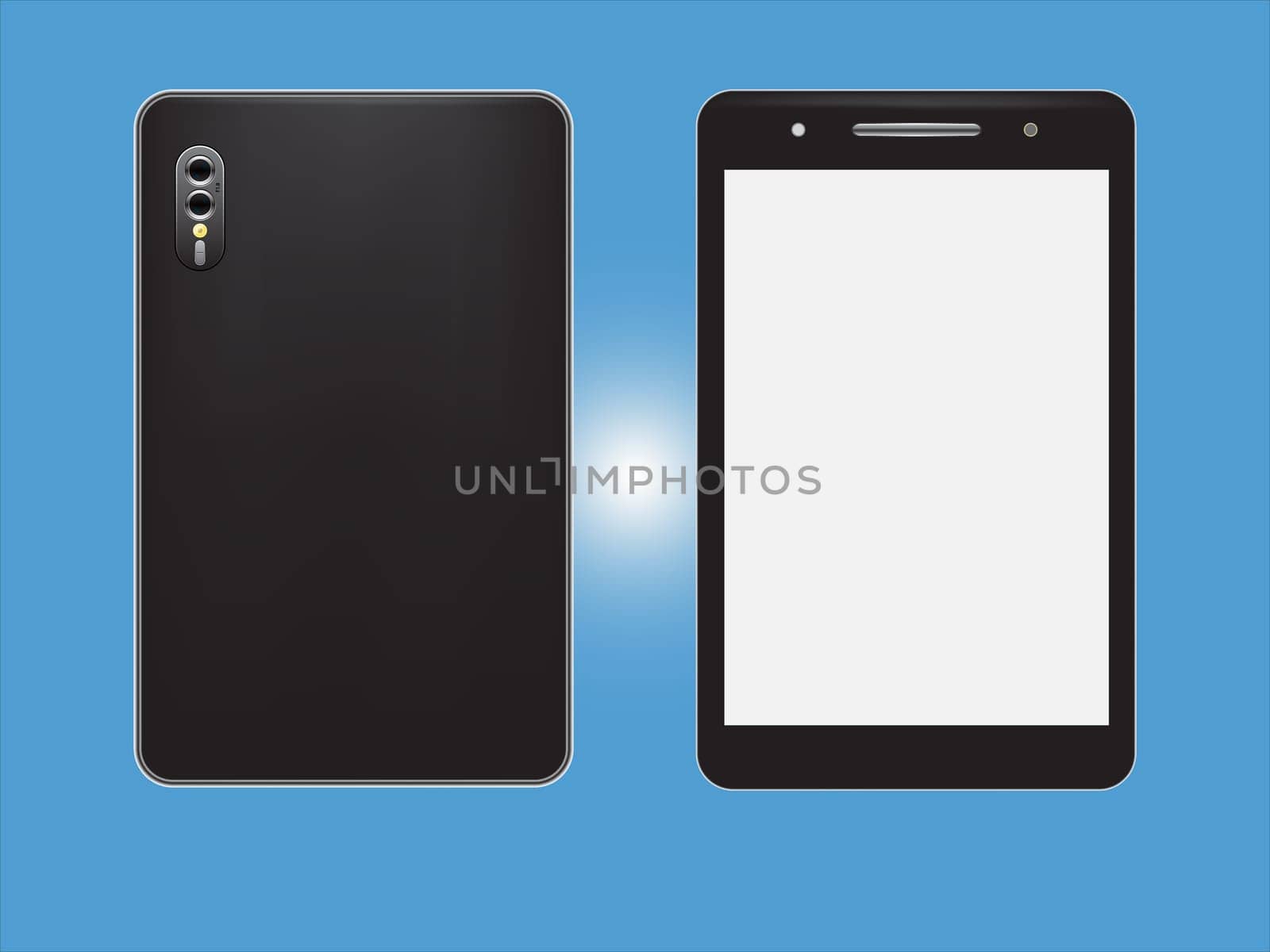 Realistic vector smart phones with cameraphone on white background