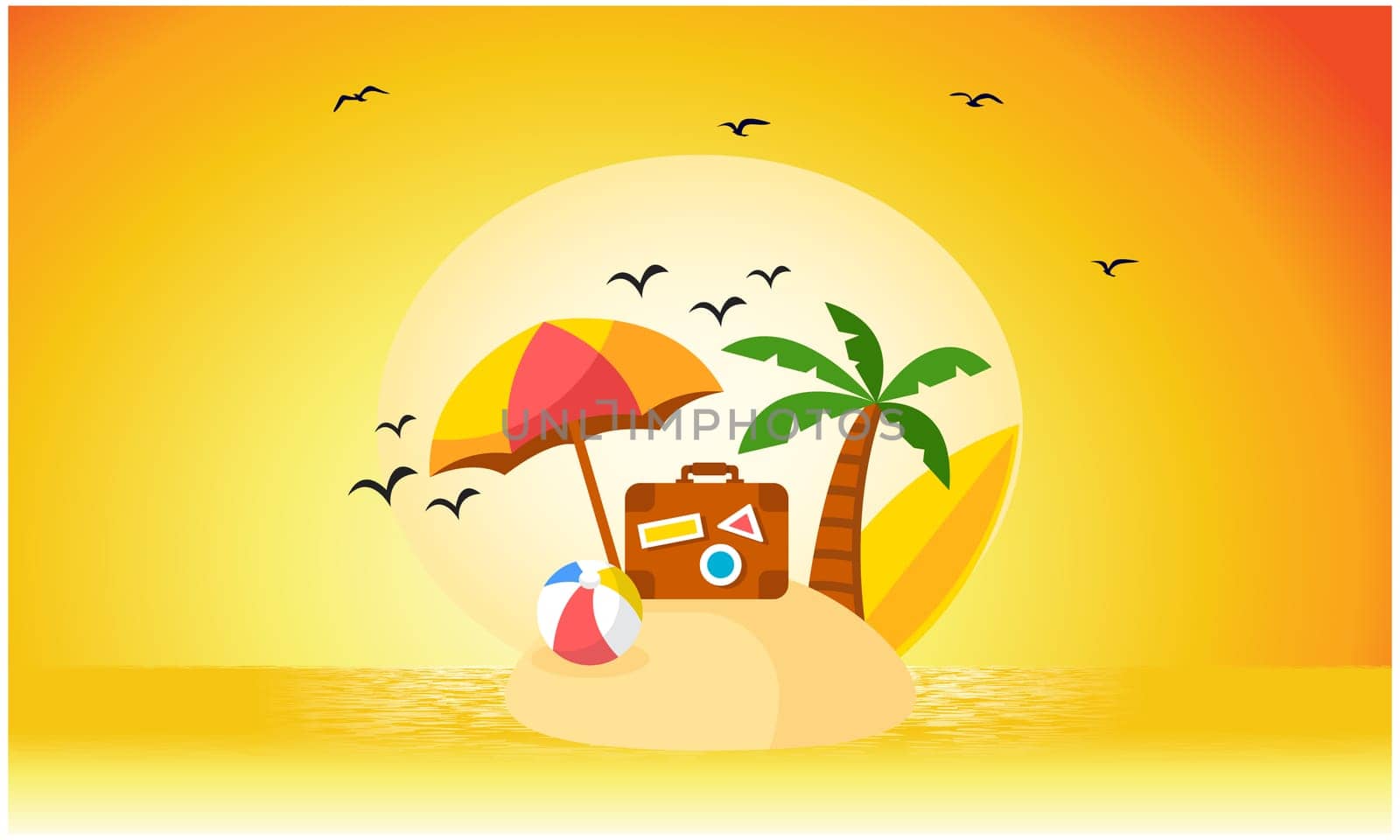 beach and sand view during sunset with birds