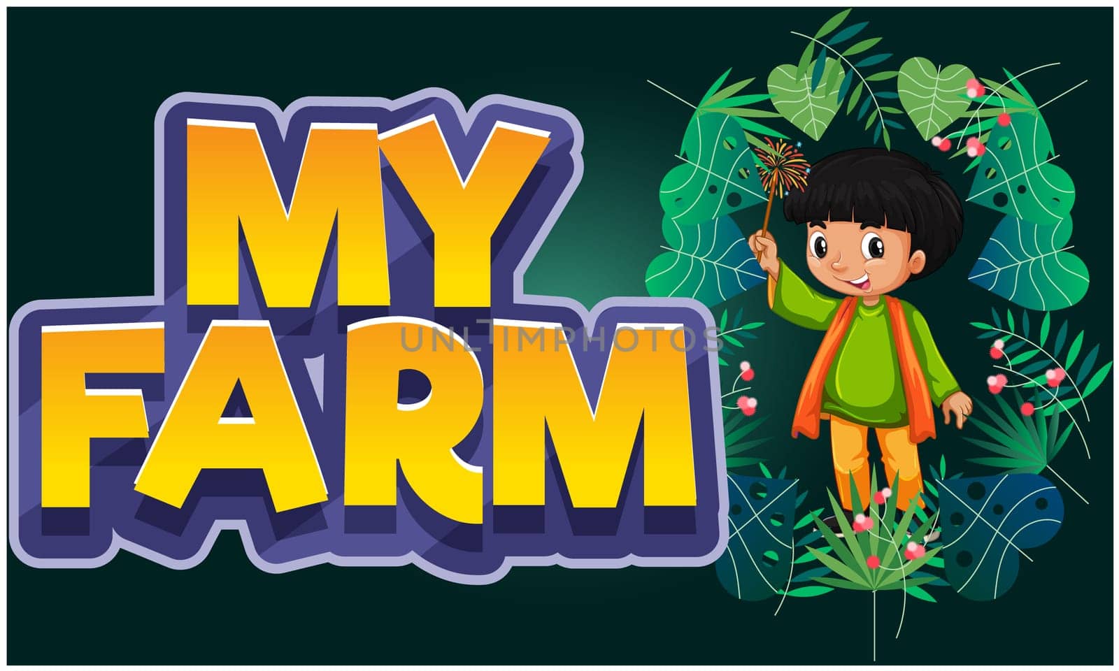 farmer with plants and abstract texture background