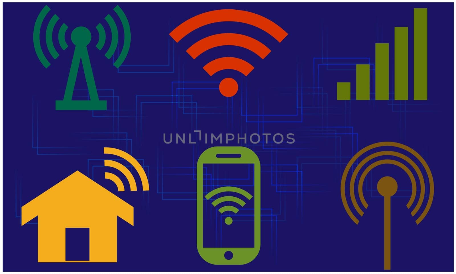 different types of signals on digital abstract background