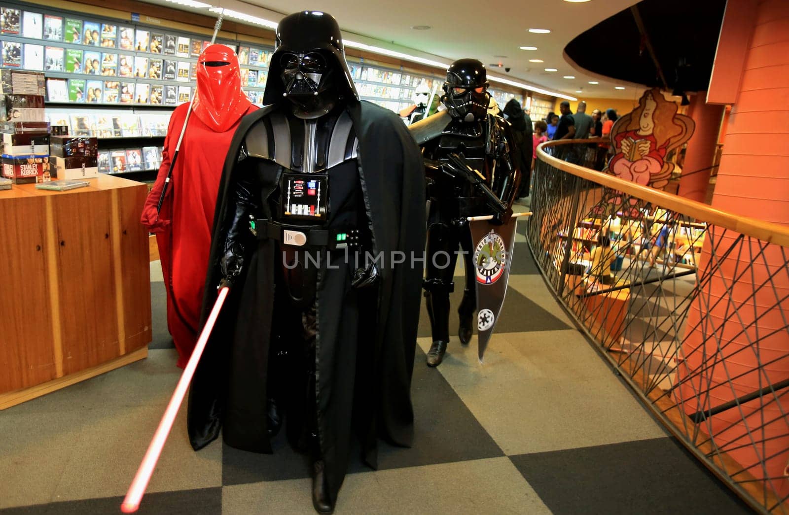 salvador, bahia, brazil - december 15, 2015: Star Wars fans celebrate their characters' fantasies during the release of episode VII - The Force Awakens in Salvador.