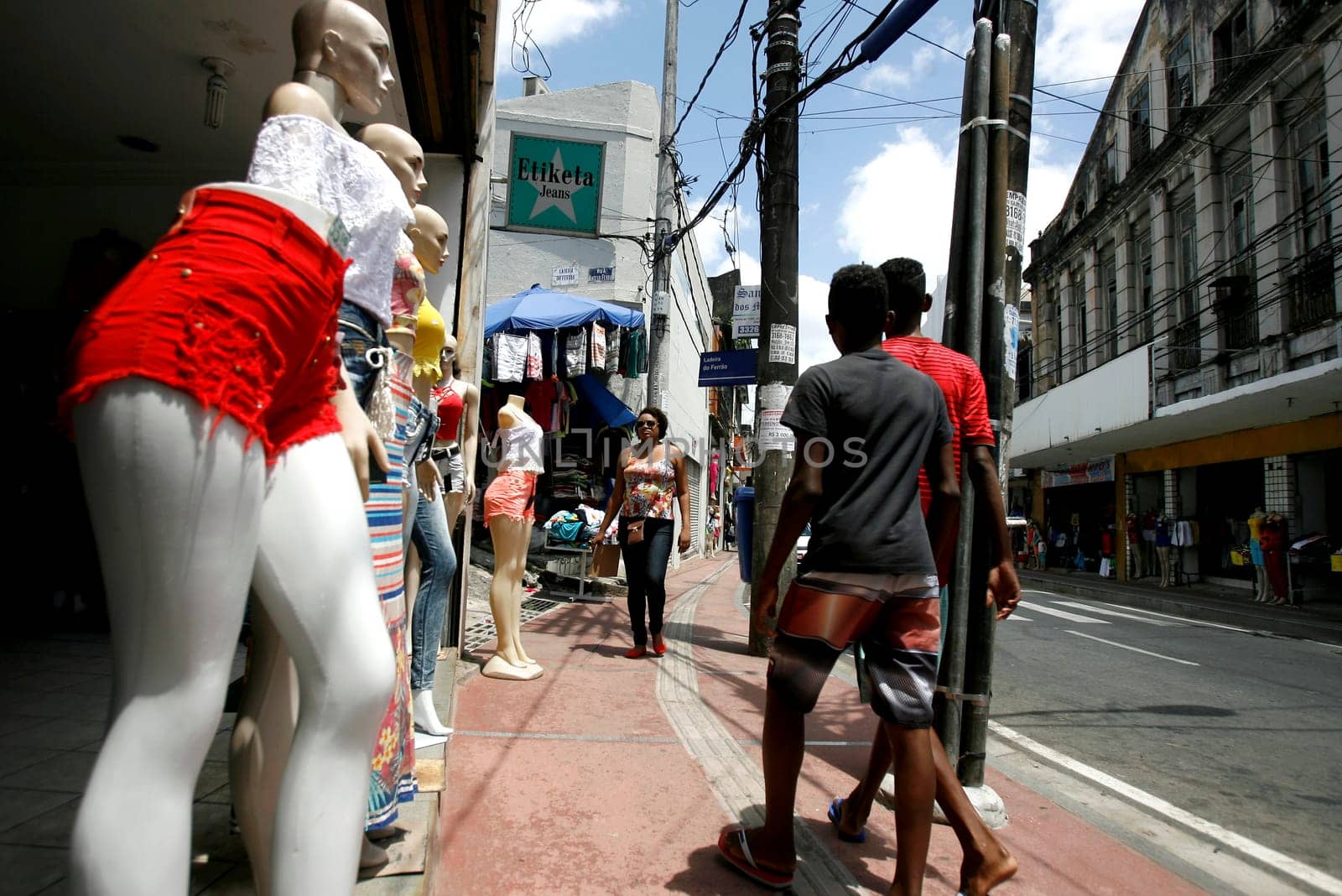 salvador, bahia, brazil - december 8, 2015: View of shops of J. J. Seabra Avenue (Baixa dos Sapateiros) in Salvador. Historical place of street commerce.