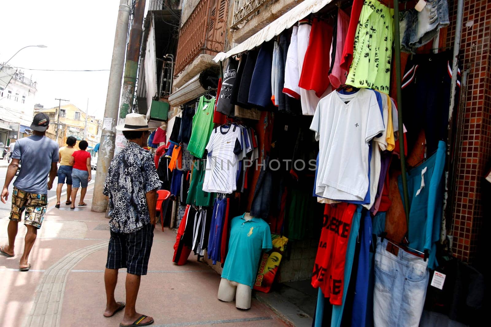 salvador, bahia, brazil - december 8, 2015: View of shops of J. J. Seabra Avenue (Baixa dos Sapateiros) in Salvador. Historical place of street commerce.