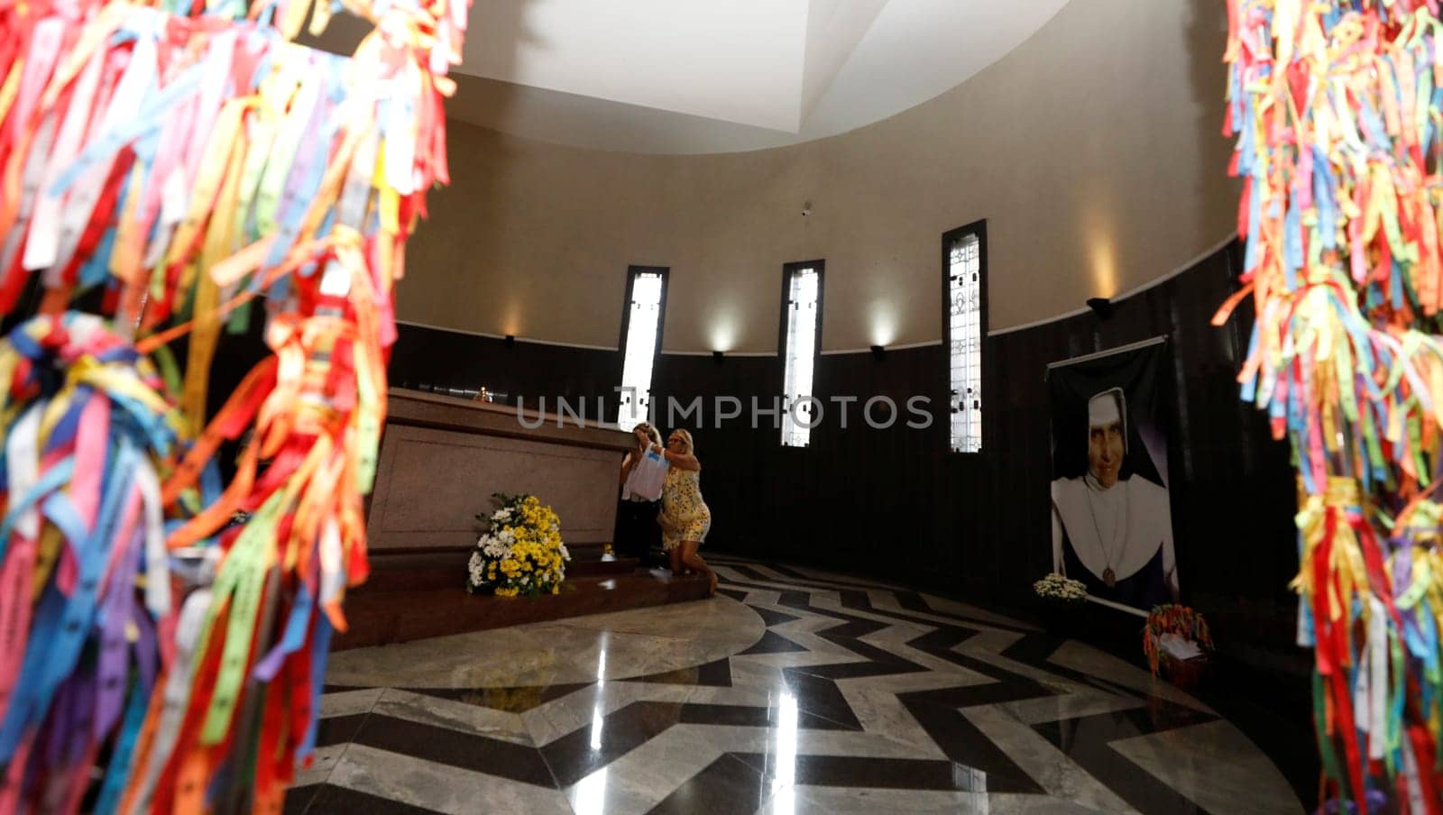 salvador, bahia / brazil - August 12, 2019: People are seen together at the tomb of Santa Dulce do Pobres, in the Sanctuary of the nun...