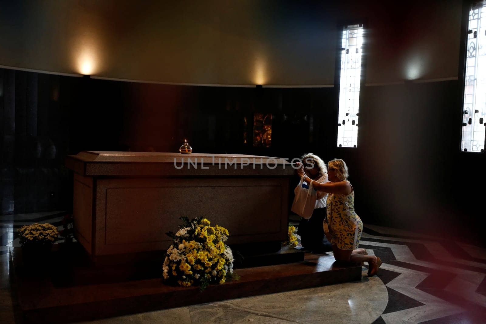 salvador, bahia / brazil - August 12, 2019: People are seen together at the tomb of Santa Dulce do Pobres, in the Sanctuary of the nun...