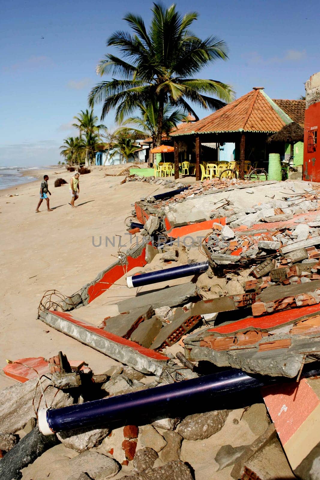 belmonte, bahia / brazil - july 19, 2009: destruction caused by seawater is seen under construction by the sea in the city of Belmonte.