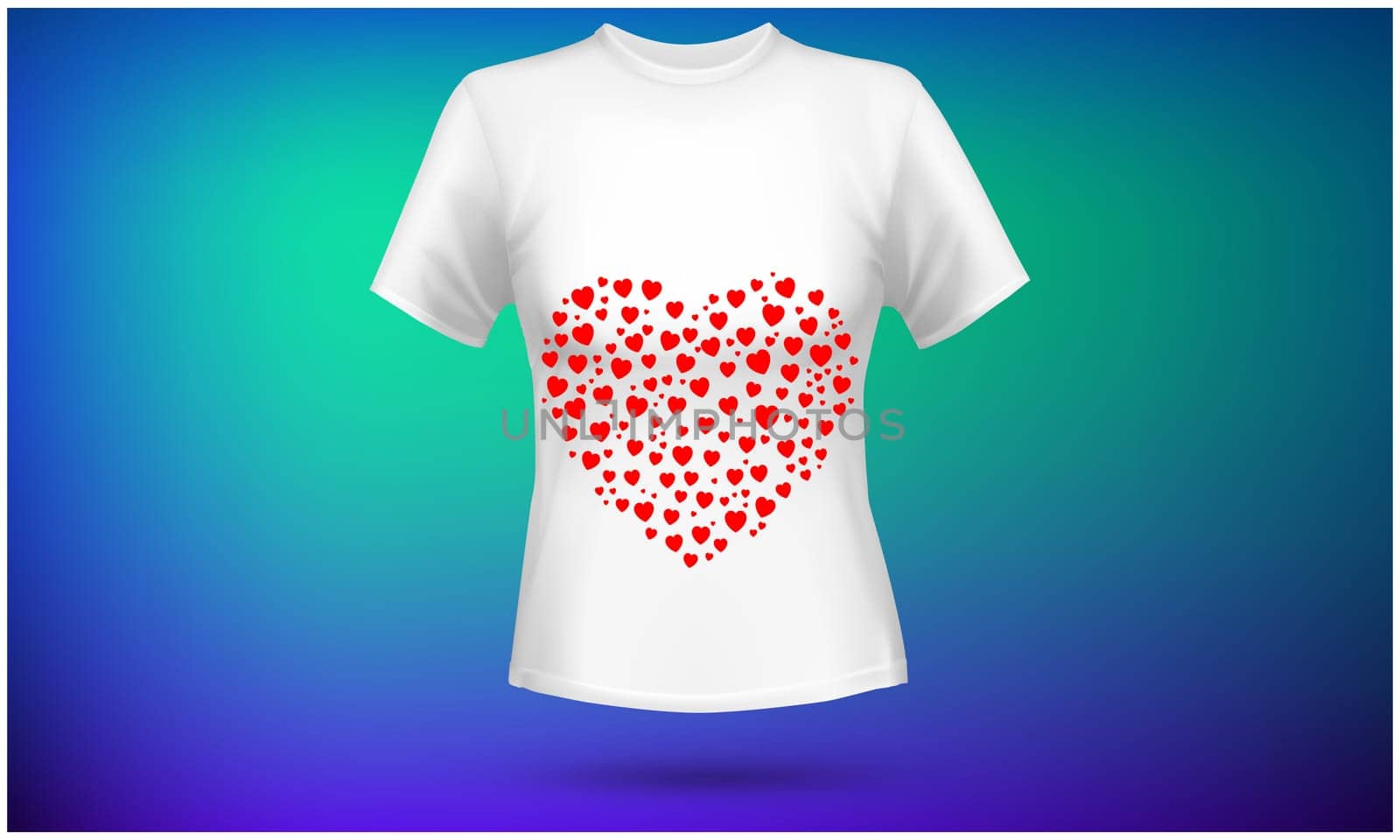 mock up illustration of women wear with heart art on abstract background