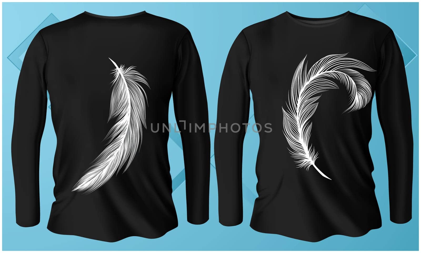 mock up illustration of male casual wear with feather art on abstract background