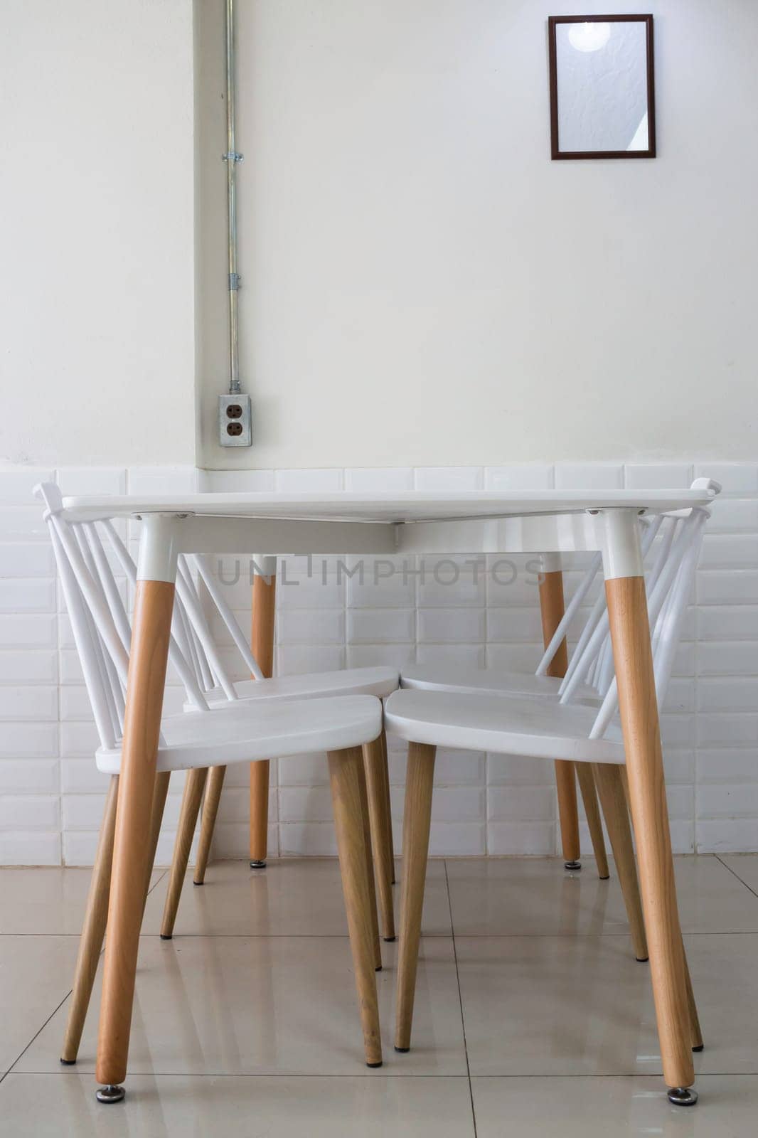 Interior classic wooden table and chairs, stock photo