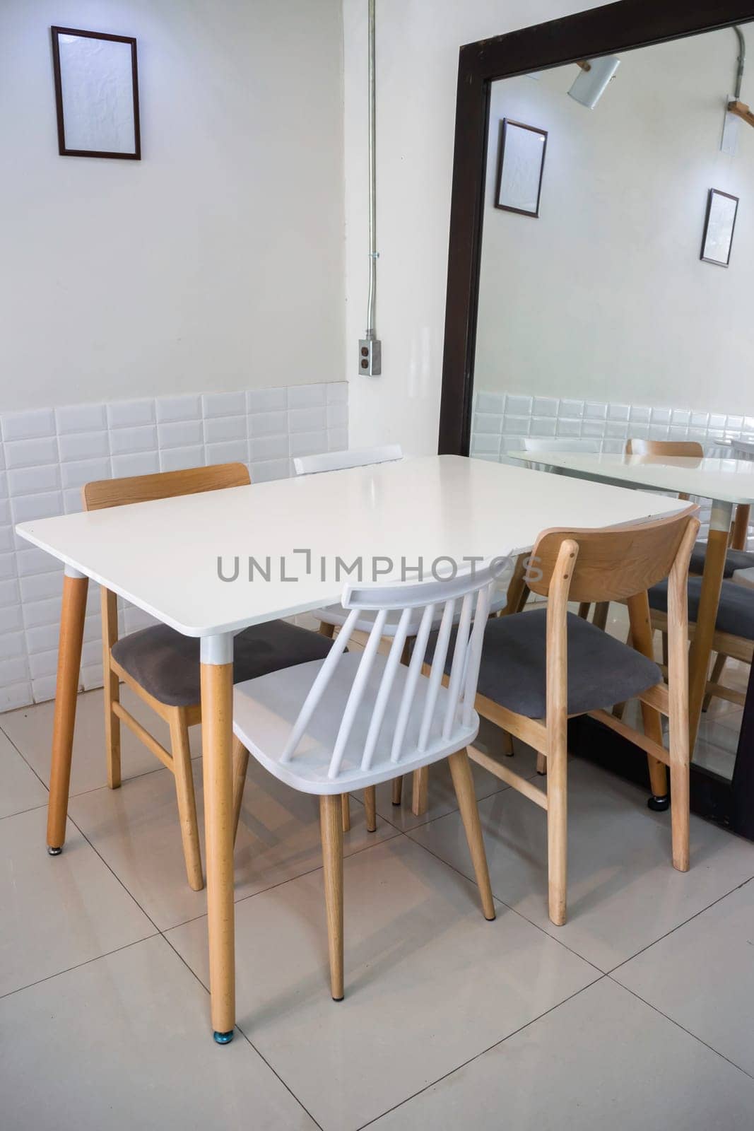 Interior classic wooden table and chairs, stock photo