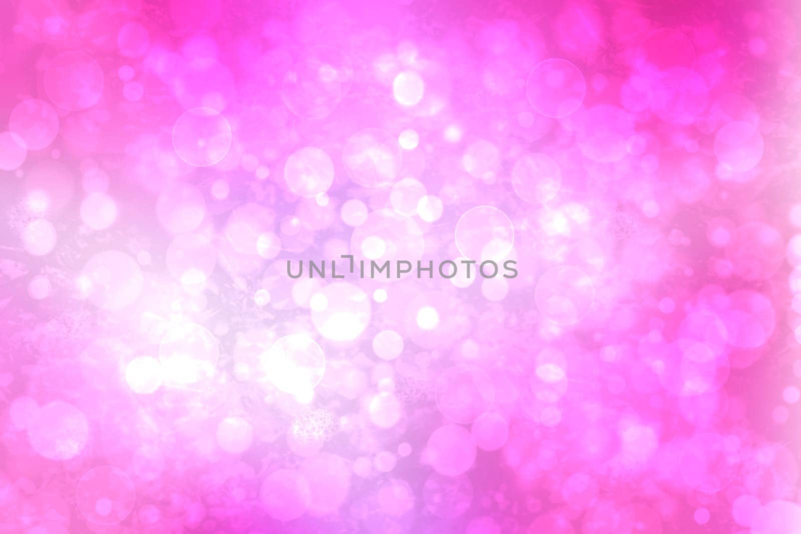 Abstract gradient pink purple background texture with blurred bokeh circles and white lights. Space for design. Beautiful backdrop.