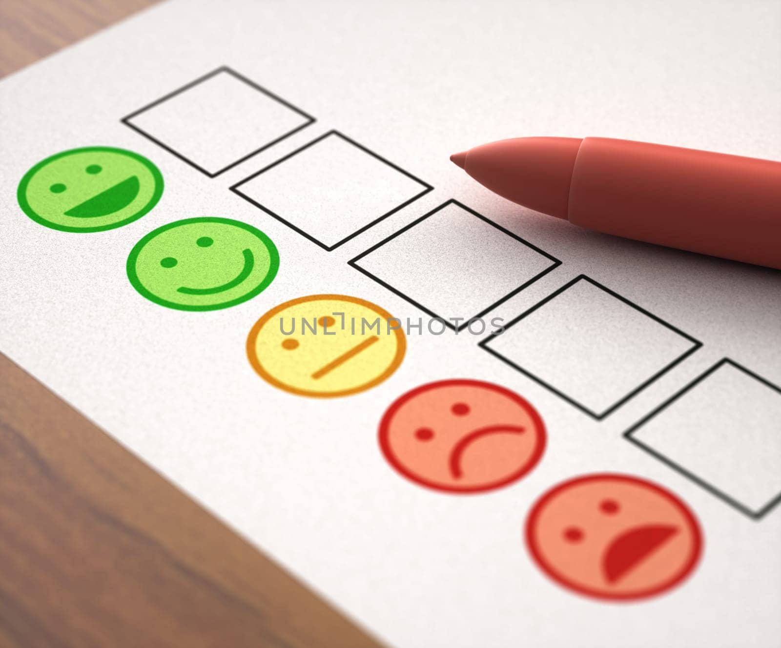 Check mark on customer service satisfaction. Check box concept of feedback.