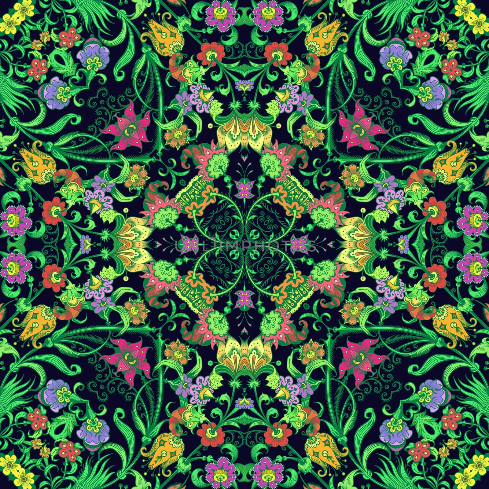 Vector abstract ethnic nature hand drawn ornamental background. Colorful seamless pattern