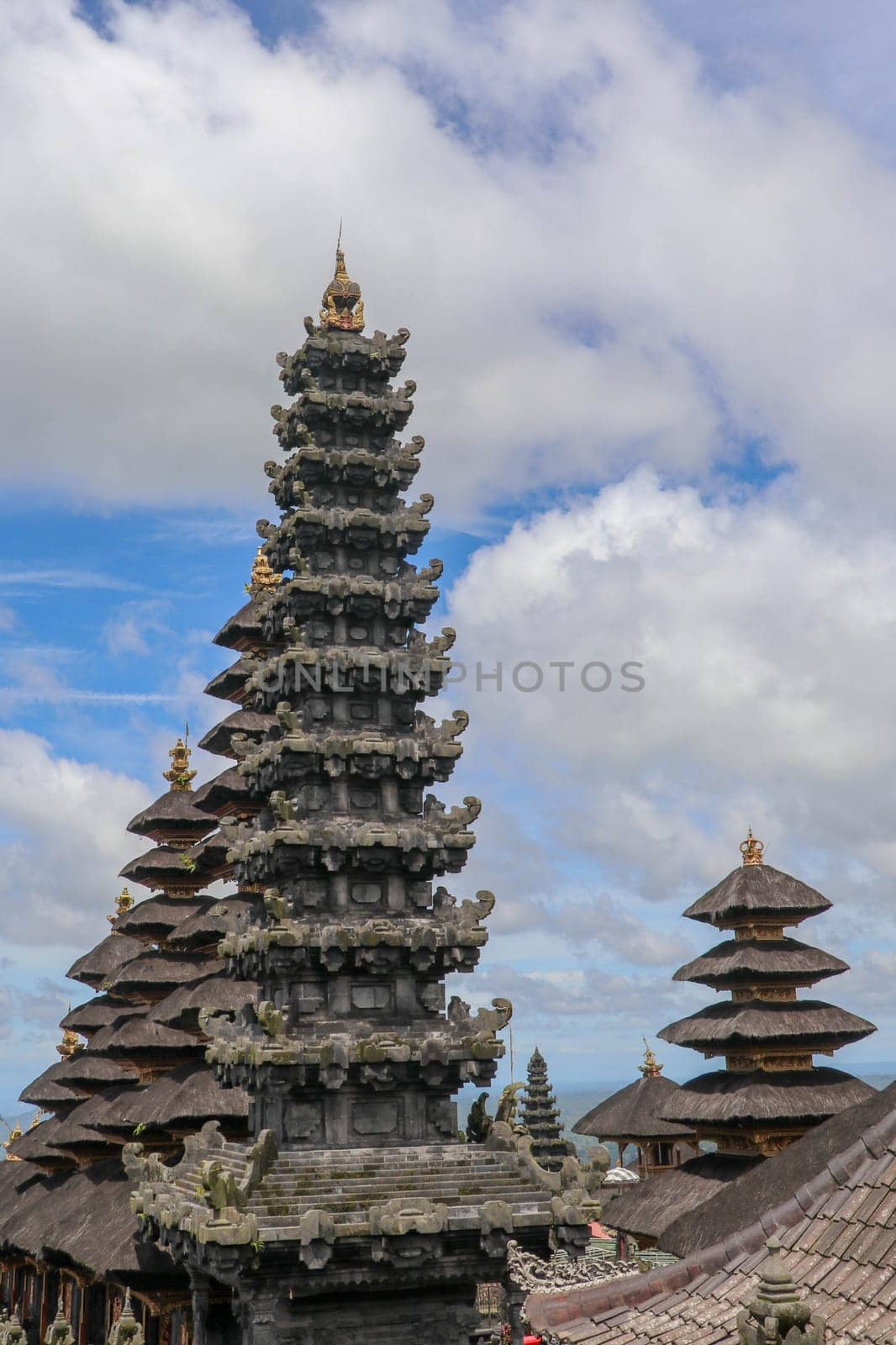 Interesting View to the Amazing Roofs of the Besakih Temple, Bali, Indonesia.