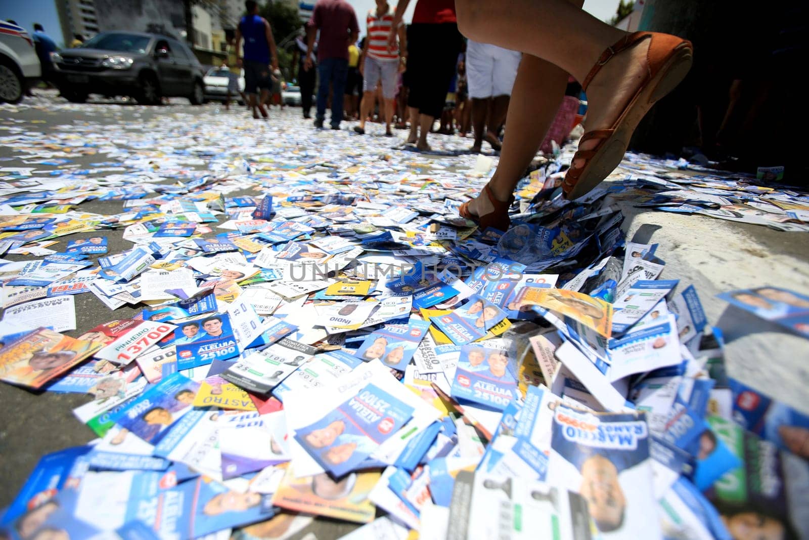 salvador, bahia / brazil - october 2, 2016: candidate disclosure pamphlet are seen during elections in the city of Salvador.