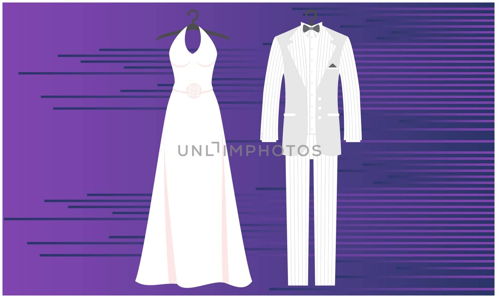 mock up illustration of couple night dress on abstract background
