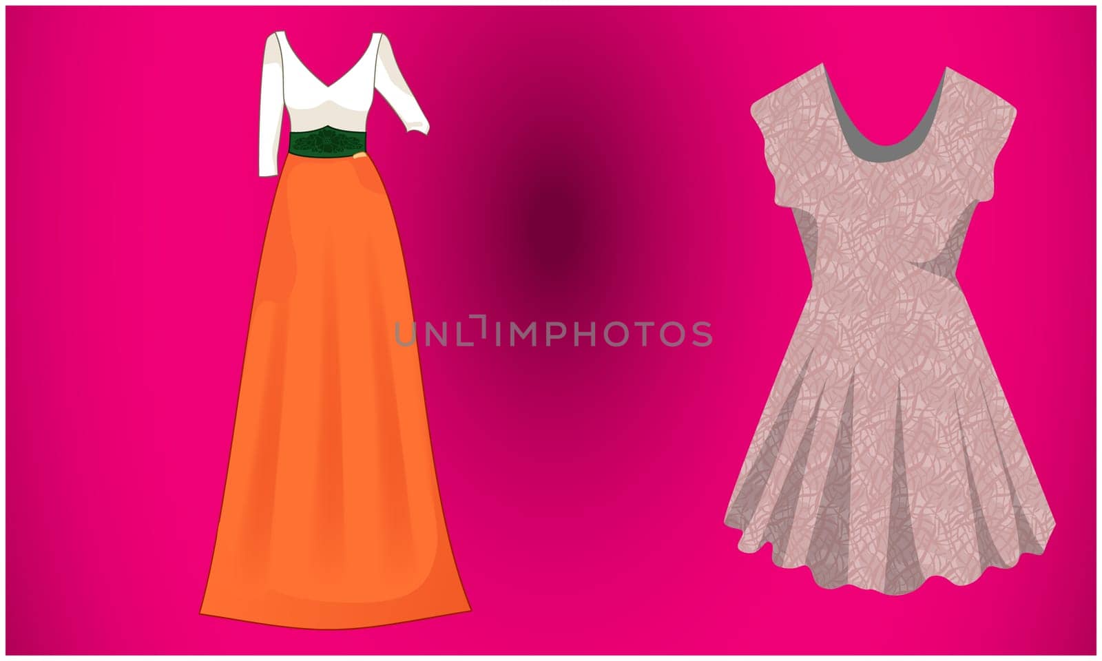 mock up illustration of fashion dress on abstract background
