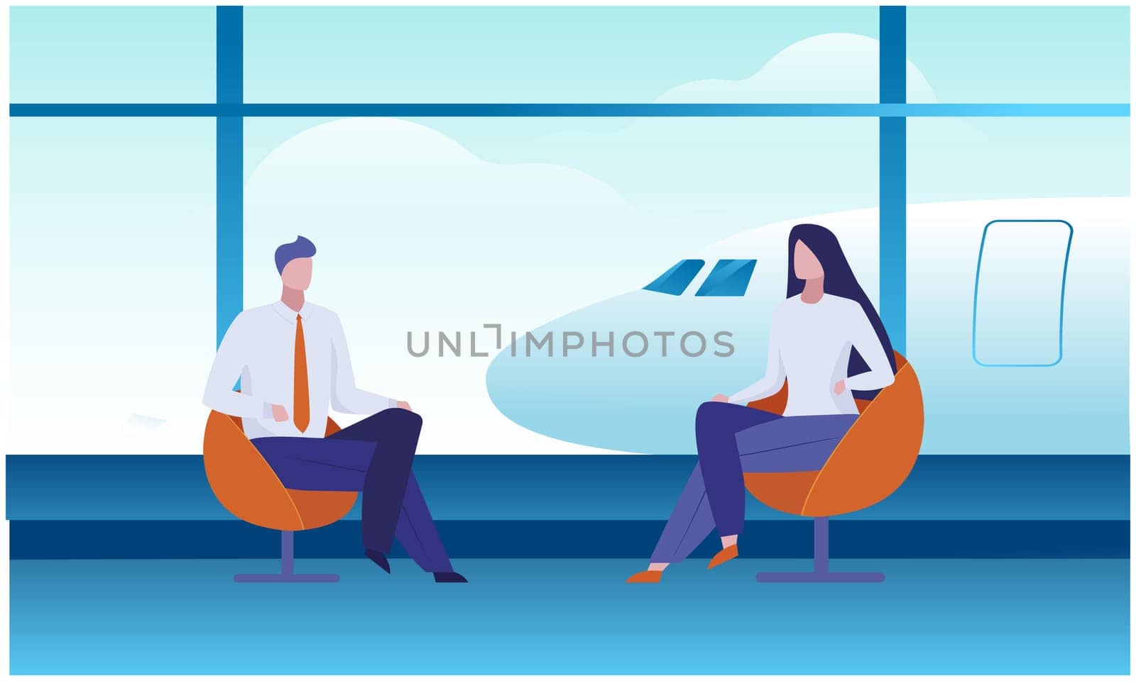 couple is waiting at airport lounge