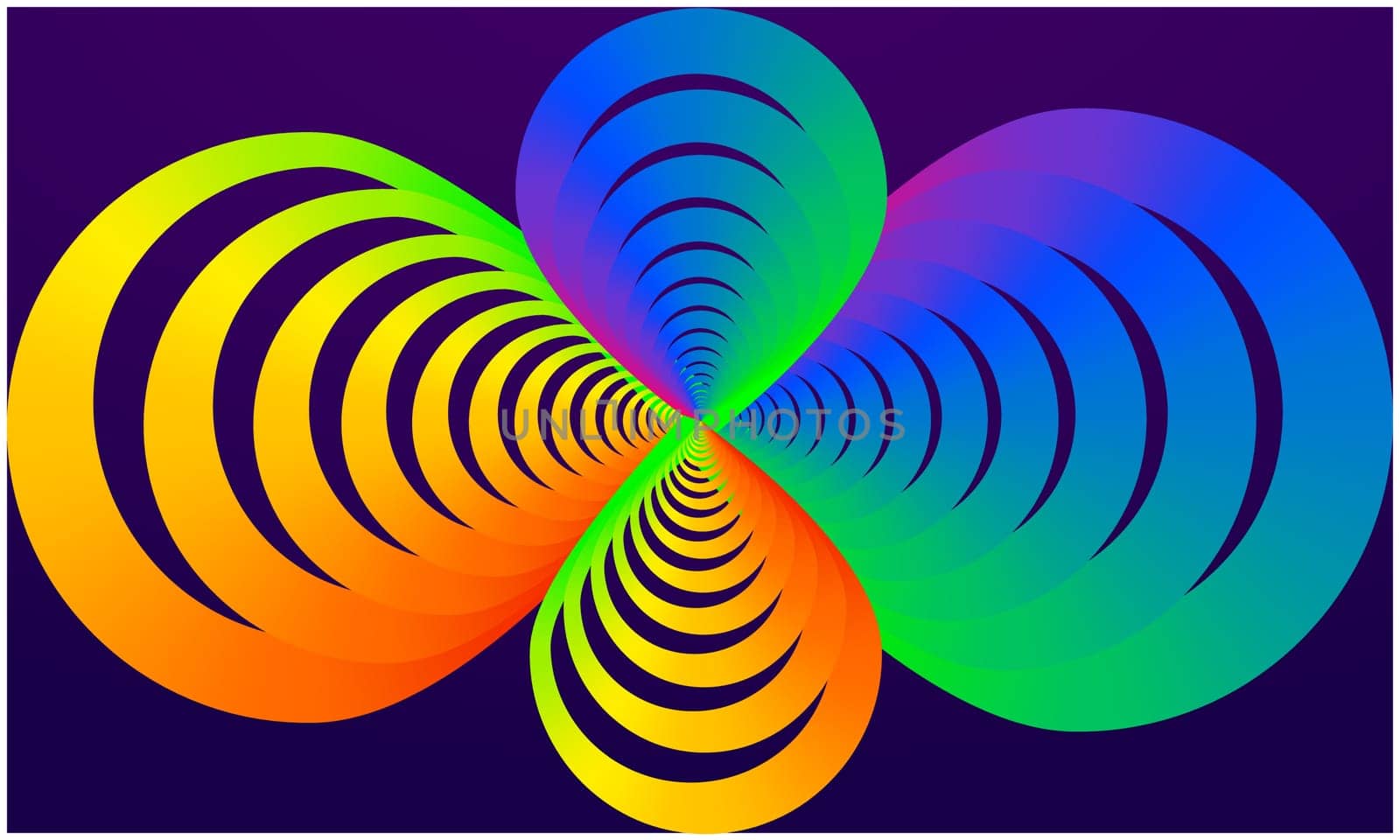 digital textile design of rainbow infinite symbol on abstract background
