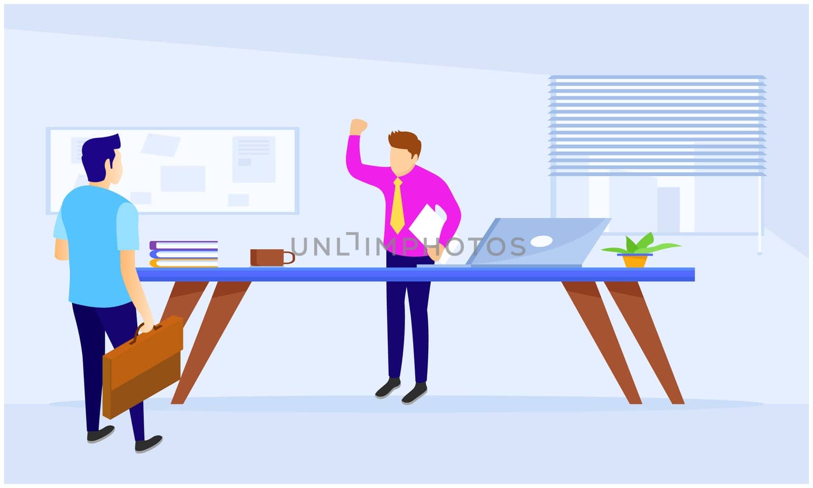 two old friends are meeting in office