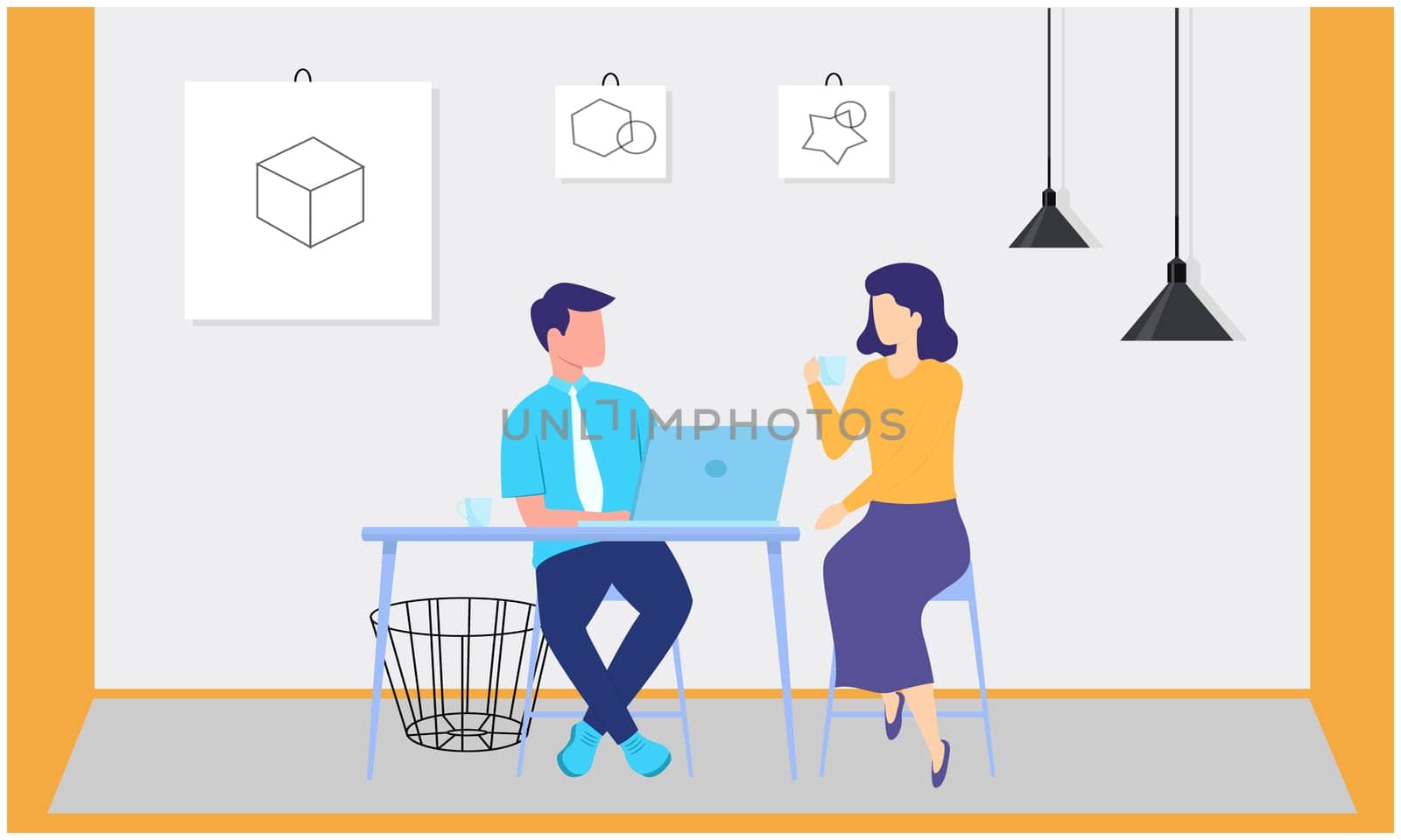 couple is sitting at home and working on laptop