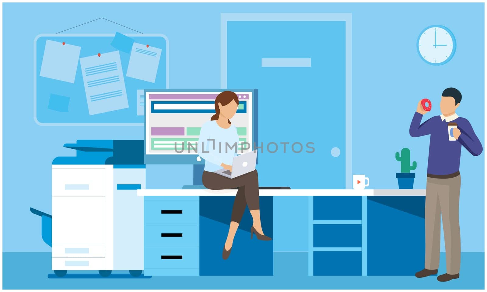 a couple is working in a office