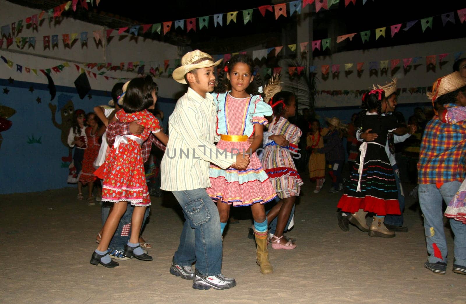 eunapolis, bahia / brazil - june 18, 2013: Eunapolis city public school students celebrate the festivities of Sao Joao, dancing gang.