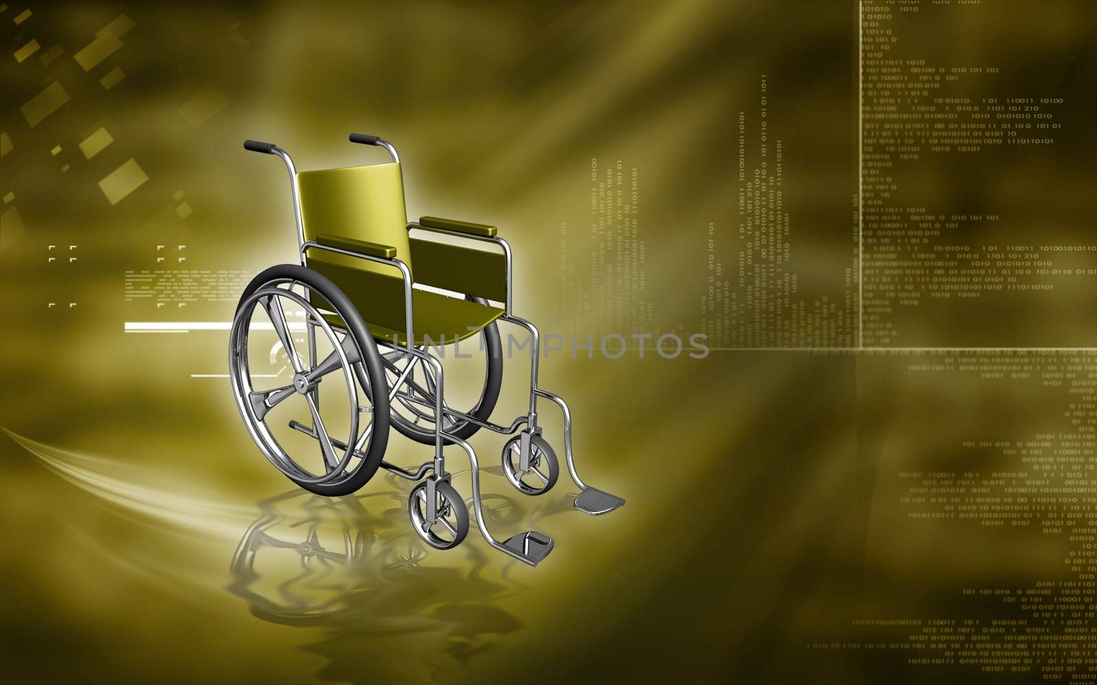Digital Illustration of wheel chair in colour background