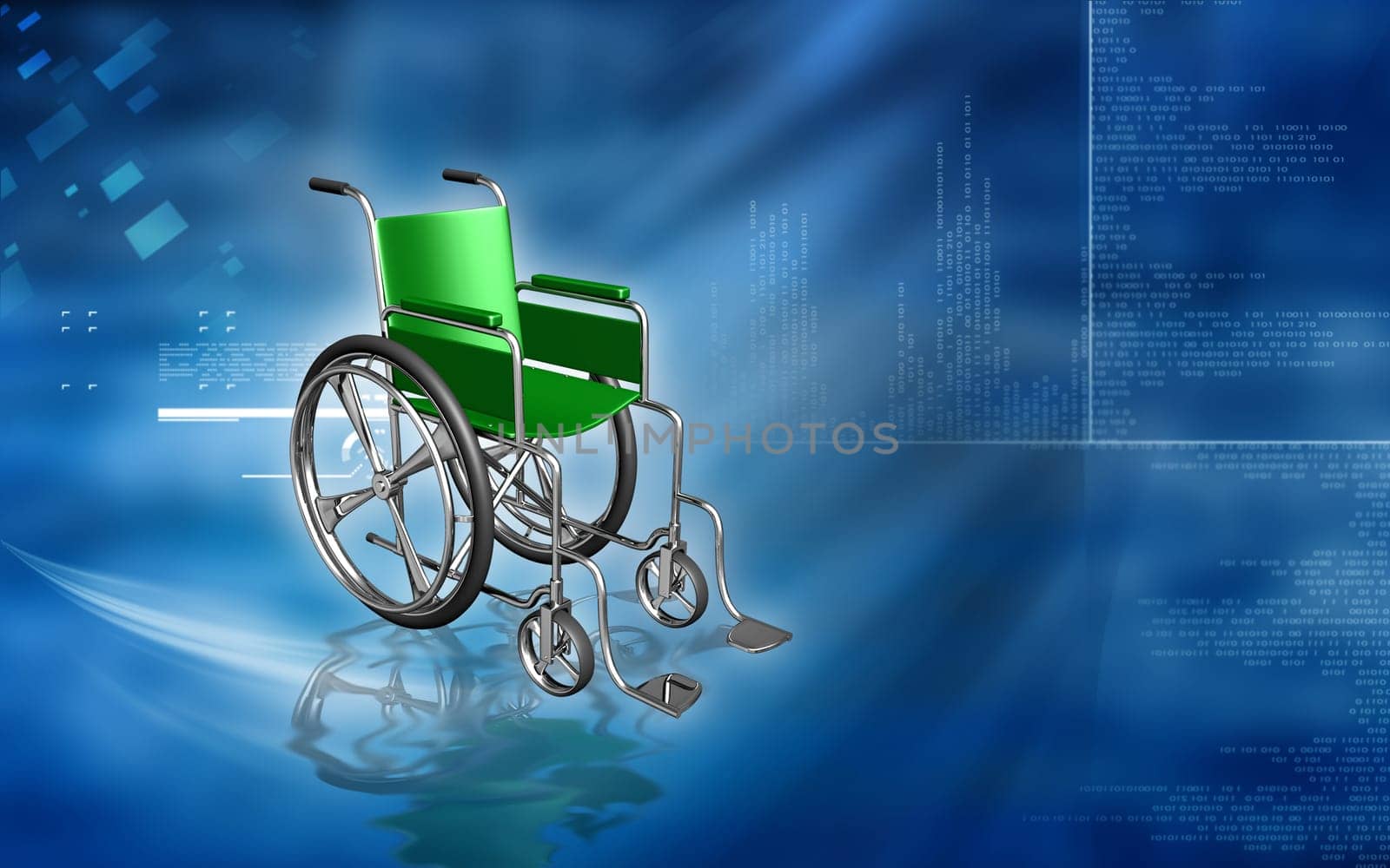 Digital Illustration of wheel chair in colour background