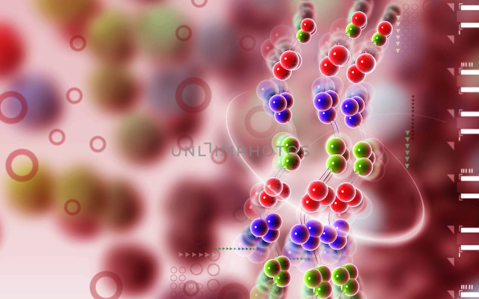 Digital illustration DNA structure in colour background