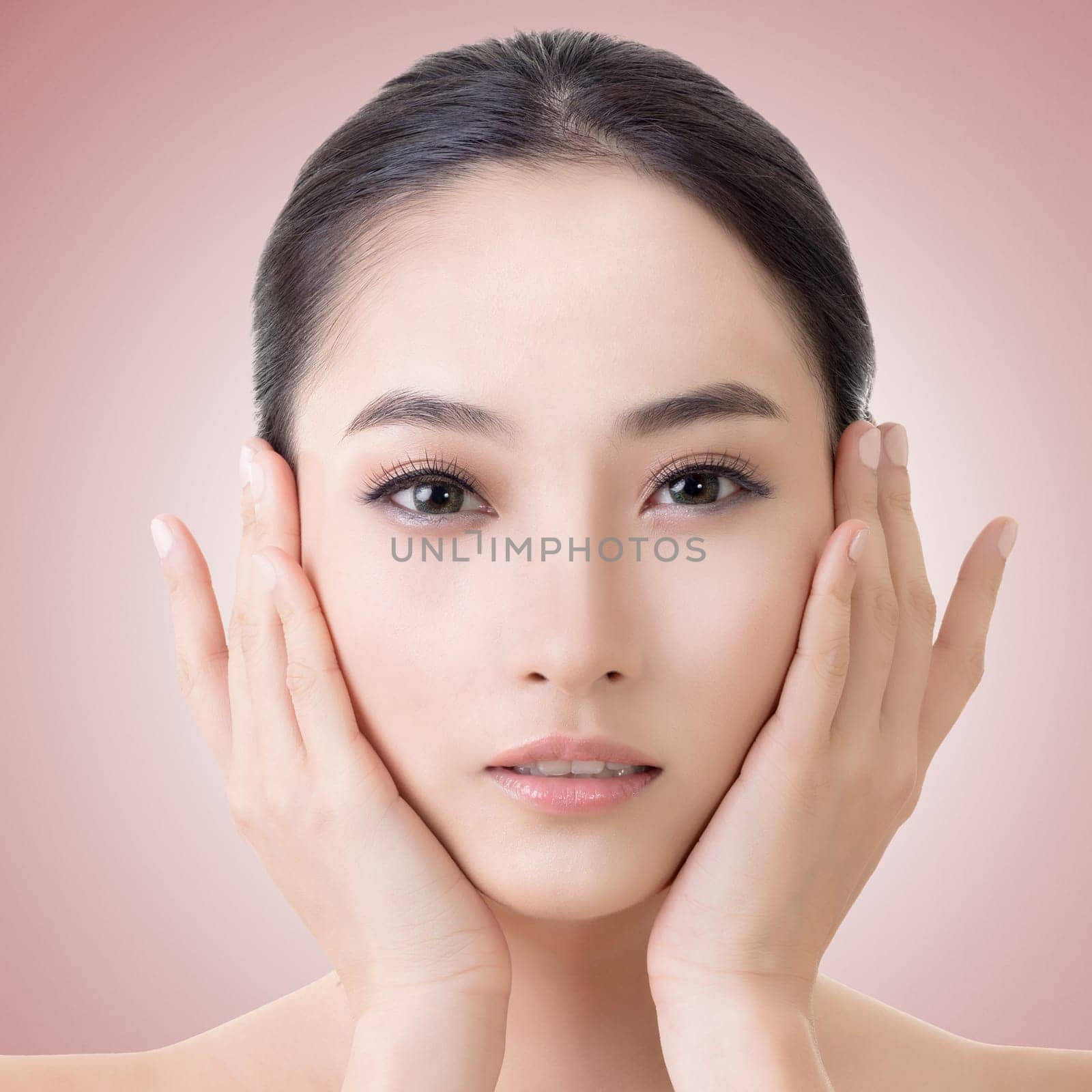 Asian beauty face, concept of glamour, makeup, healthcare etc.