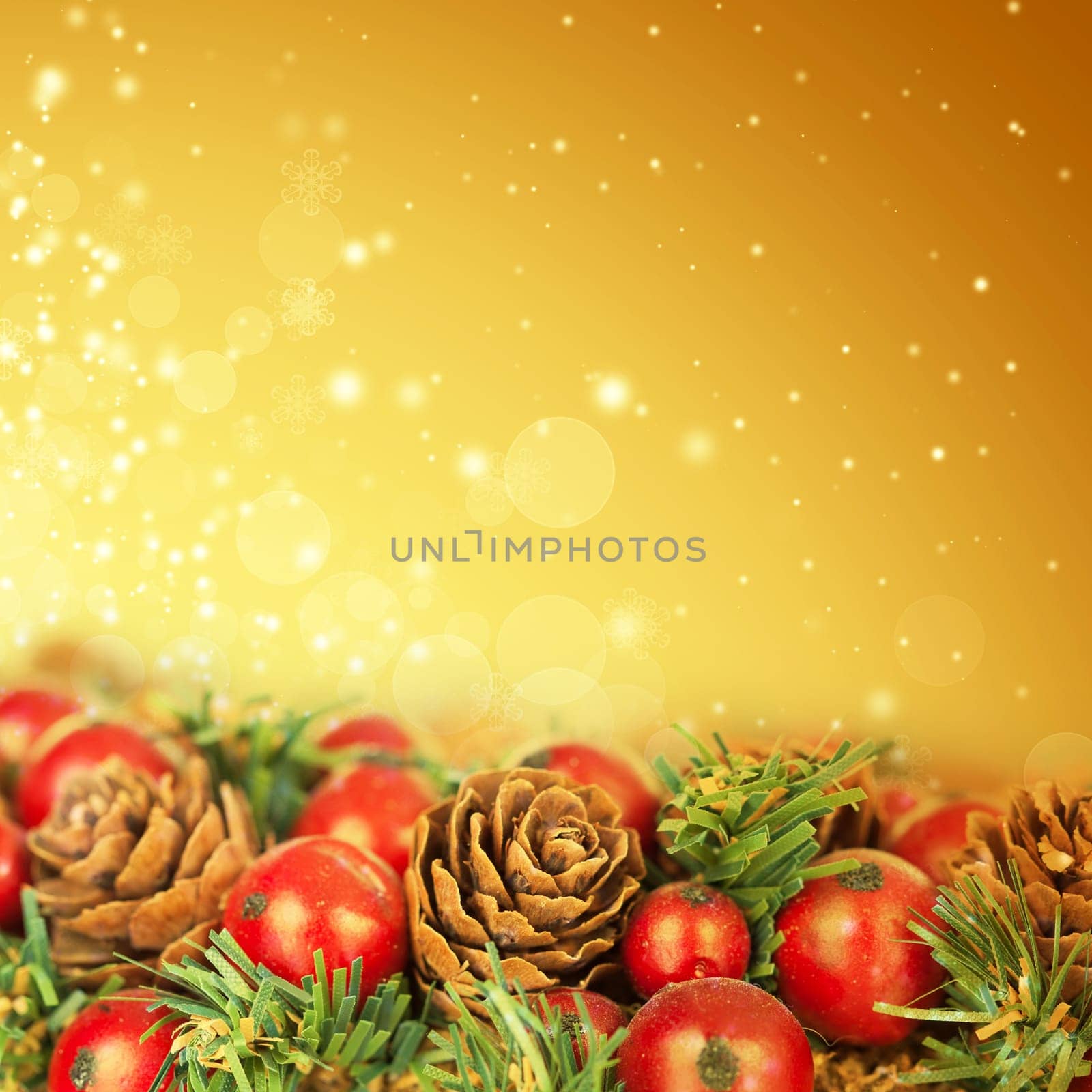 Close up on Christmas tree decoration and holiday lights