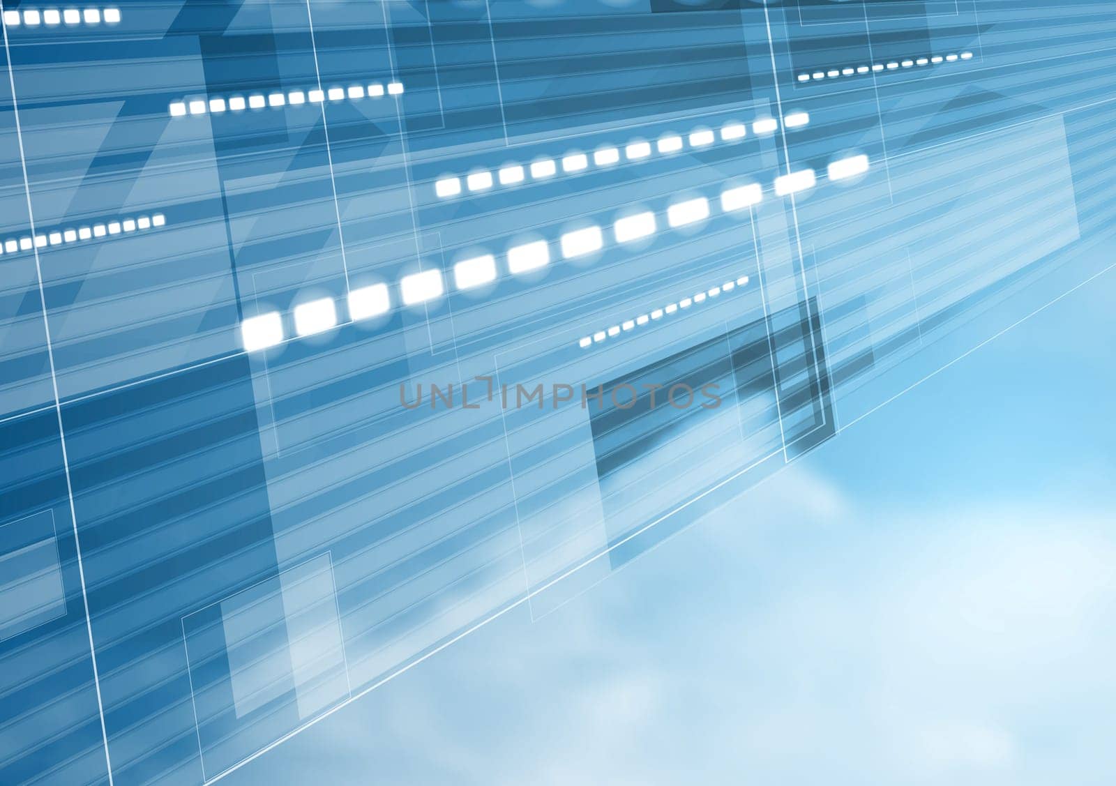 Abstract tech motion design with cloudy sky