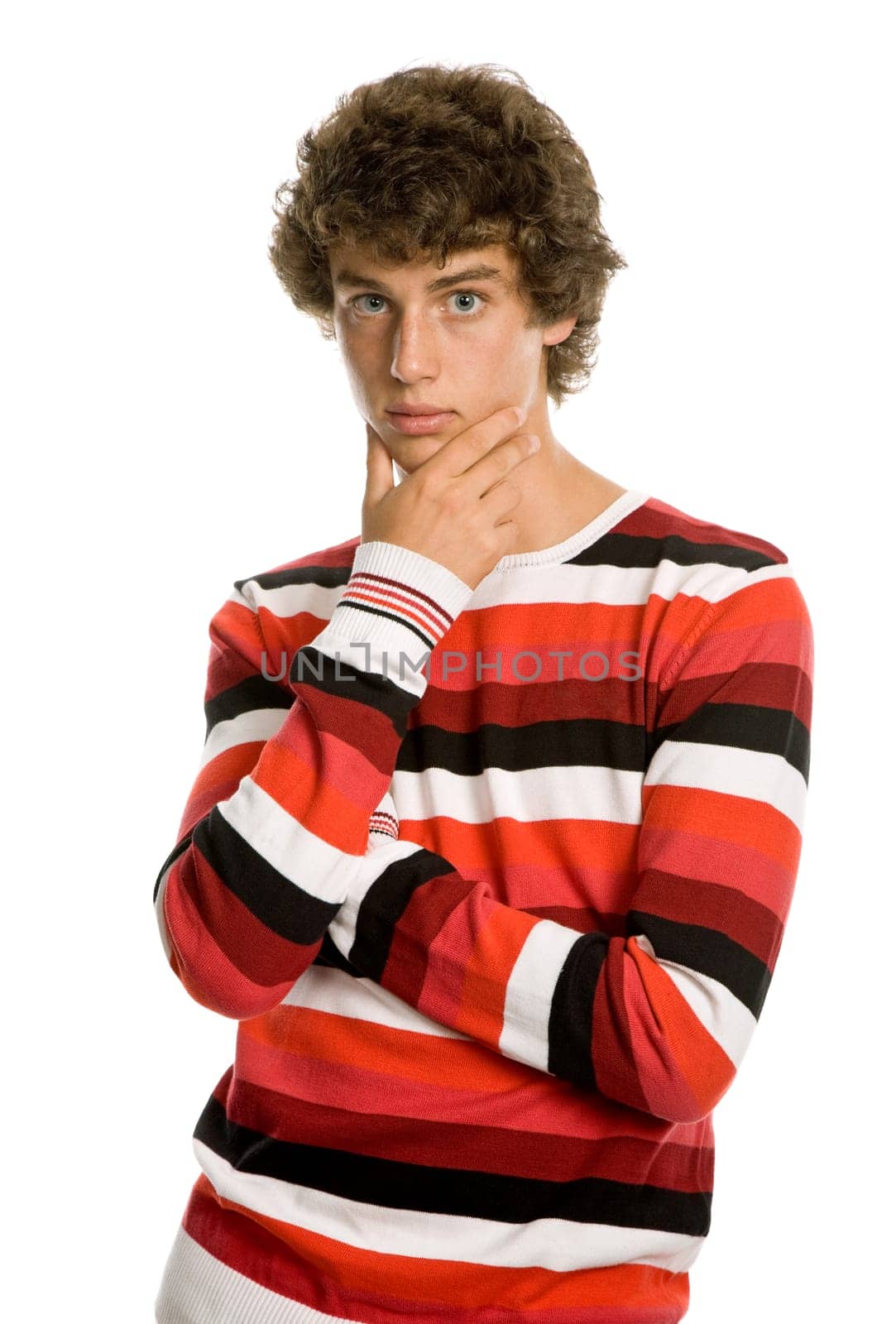 casual young man portrait, isolated on white